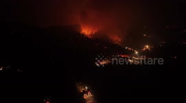 Türkiye: DRONE - Firefighters battle forest fire in Türkiye’s northern city of Karabuk