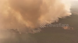 DRONE - Firefighting efforts continue to extinguish large wildfire in western Türkiye (3)