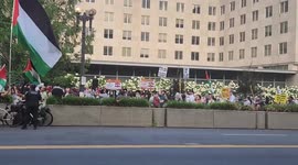 Palestine supporters protest outside State Department in Washington, DC