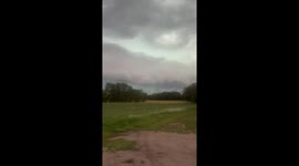 Shelf cloud and lightning signal incoming storm in South Haven, Minnesota