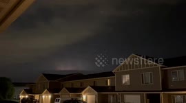 Lightning flashes light up the night sky in Sioux Falls, South Dakota