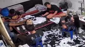 Workplace break turns into table collapse mishap in Manila, Philippines