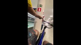 Escalator collision after indoor bike ride in Brazil