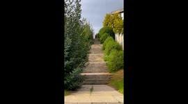 Biking mishap on staircase in Viña del Mar, Chile