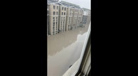 Streets and vehicles submerged after heavy rain in Hebei, China