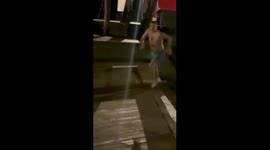 Man slips while running and falls into water in Balashikha, Moscow
