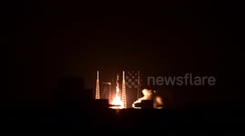 A SpaceX Falcon 9 rocket carrying 28 Starlink satellites, lifts off from Space Launch Complex-40