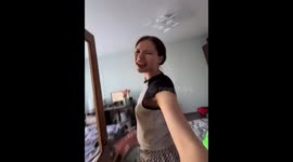 Child bumps into fridge during kitchen party in Kiselevsk, Russia