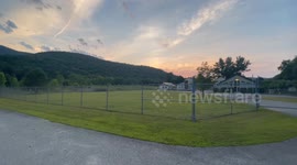 Sunset at a dead end and power station in Pownal Vermont off route 346