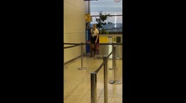 Strict baggage measurement at airport in Kraków, Poland