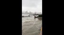Rivers overflow flooding roads amid storm in China