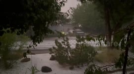 Intense hailstorm and lightning light up the sky in Reno, Nevada, USA