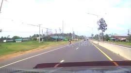 Dashcam shows moment Cambodian rocket hits petrol station in Thailand