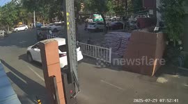 Pensioner riding in trailer knocked to the ground by rogue car park barrier