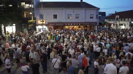 Valjevo, Serbia - July 28, 2025: A peaceful protest rally in support of a restaurateur whose CORNER outlet was attacked for supporting students. The attack was carried out the previous night by several unknown supporters of the ruling SNS party and Presid
