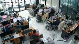 Power bank explodes and bursts into flames in office