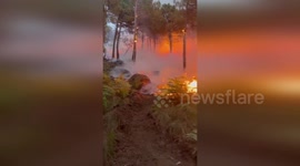 Spain: Forest Fire Brigades Battle Intense Blaze In Daroca With Tactical Backburning