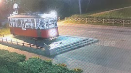War memorial vandal injured falling from roof of WWII tram memorial