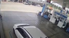 CCTV shows moment Cambodian rocket hit petrol station in Thailand