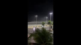 Powerful waves nearly flood boardwalk in Rio de Janeiro, Brazil