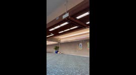 Emergency announcements amid tsunami warning at Kahului Airport, Hawaii