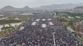 Yemen: DRONE - Thousands rally in Yemeni capital in support of Gaza