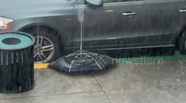 Heavy rain and strong winds flood roads in Pennsylvania, USA