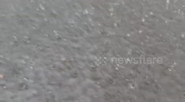 Torrential rain causes localized flooding in East Islip, New York