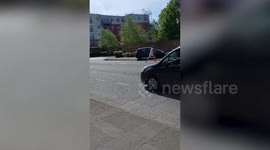 Lamppost saves man as driver mounts pavement in road rage incident