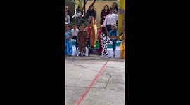 Child tumbles off chair after playful climbing in Mexico