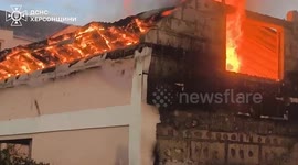 Russian airstrike sparks large-scale fire in Ukraine's Kherson