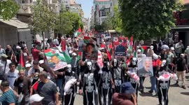 Thousands protest in Ramallah against Israel's starvation policy in Gaza