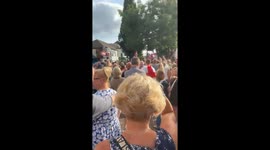 Anti-migrant protest over planned housing for asylum seekers in Waterlooville, England, UK