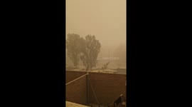 Sandstorm reduces visibility along the coast in Paracas, Peru