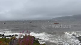 Storm Floris starting to hit Loch Long in Argyll Scotland this morning