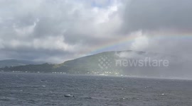 Rainbow appears over Loch Long as Storm Floris hits Scotland