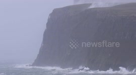 Waterfalls blown upwards by strong winds as Storm Floris hits UK