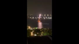 Boat launching fireworks catches fire injuring worker in Japan