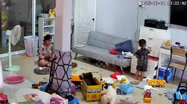 Cabinet topples over on curious toddler at home