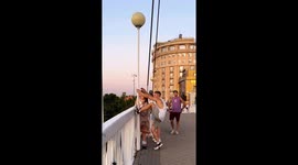 Man performs upside-down calisthenics stunt on street n Krasnodar, Russia