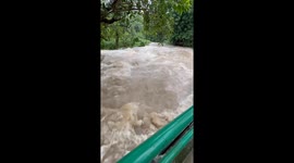 Heavy rain causes raging floods in Hong Kong