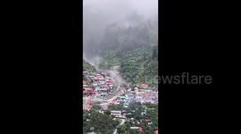India: Flood in Kheerganga river in Uttarkashi district of Uttarakhand after cloudburst