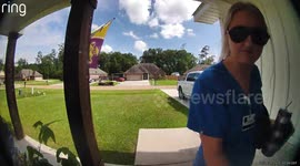 Pet owners frantically chase puppies making run for it out front door