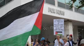 US: Pro-Palestinian activists protest outside NBC and FOX headquarters in Washington DC (2)