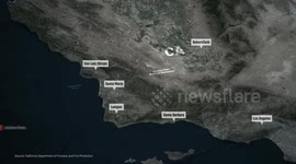 MOTION GRAPHICS - California fire has burned over 83,933 hectares with 9% containment