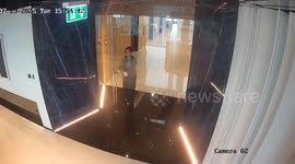 Tempered glass door shatters as office worker enters building