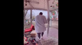 Woman makes sure to save pup from getting hurt during clumsy moment