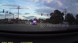 Police SUV collides with truck at intersection in Virginia Beach, Virginia, USA