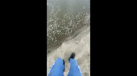 Man Falls Down Sandy Drop Off
