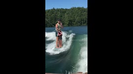 Man catches boy during wakesurfing slip in North Carolina, USA
